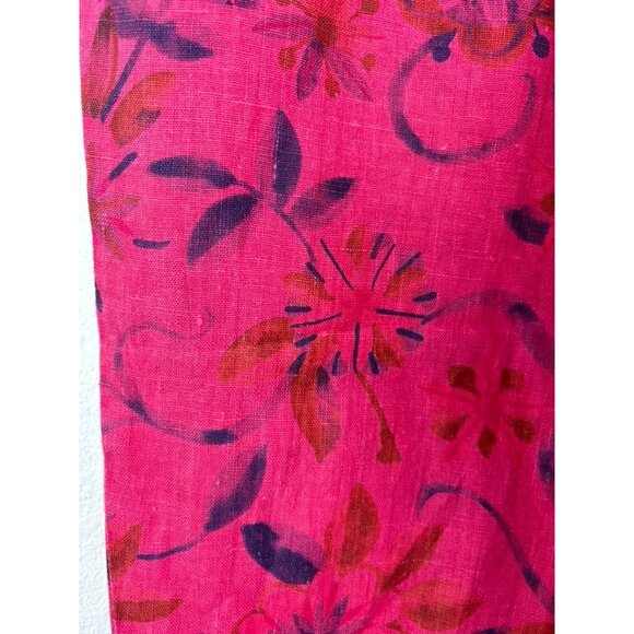 Habitat Clothes to live in women's medium red floral cropped linen pants - Picture 3 of 7